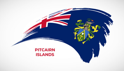Obraz na płótnie Canvas Hand drawing brush stroke flag of Pitcairn Islands with painting effect vector illustration