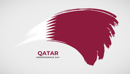 Hand drawing brush stroke flag of Qatar with painting effect vector illustration