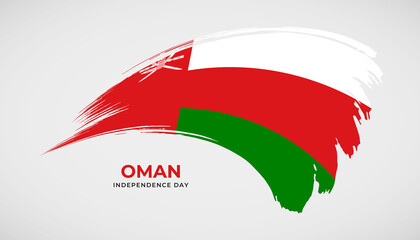 Hand drawing brush stroke flag of Oman with painting effect vector illustration