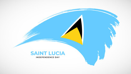 Hand drawing brush stroke flag of Saint Lucia with painting effect vector illustration