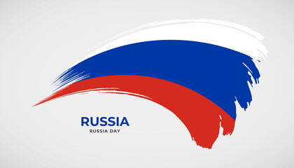 Hand drawing brush stroke flag of Russia with painting effect vector illustration