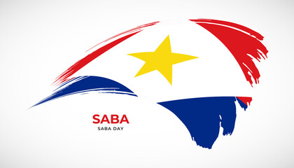 Hand drawing brush stroke flag of Saba with painting effect vector illustration