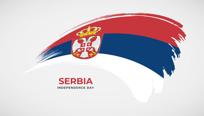 Hand drawing brush stroke flag of Serbia with painting effect vector illustration