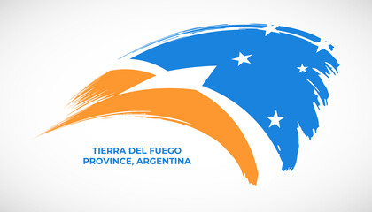 Hand drawing brush stroke flag of Tierra del Fuego Province, Argentina with painting effect vector illustration