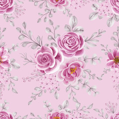 seamless pattern with rose pink