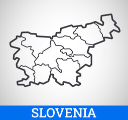 Simple outline map of Slovenia with regions. Vector graphic illustration.