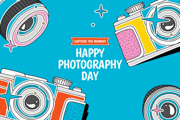 World Photography Day background. Vector Illustration. 
