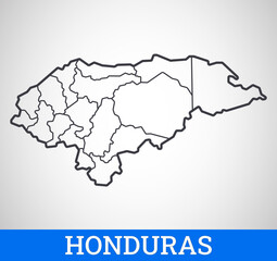 Simple outline map of Honduras. Vector graphic illustration.