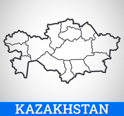 Obraz premium Simple outline map of Kazakhstan. Vector graphic illustration. 