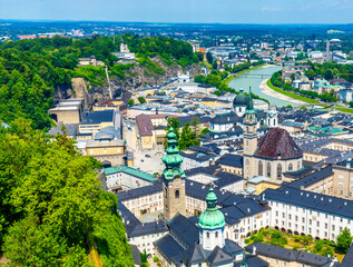 Fototapeta na wymiar View of Salzburg from Hohensalzburg fortress