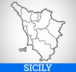 Vector outline map of Sicily Region of Italy. Graphic illustration.	
