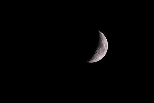 Quarter moon with black sky