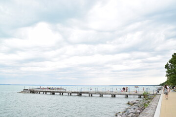 Fototapeta na wymiar pier on the sea, lake