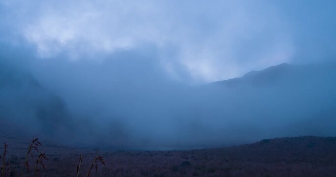 Timelapse of the mist over a lake in the Andes of Peru
