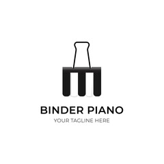 Binder piano music logo design vector