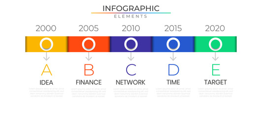Modern timeline infographic elements concept design vector with icons. Business workflow network project template for presentation and report.