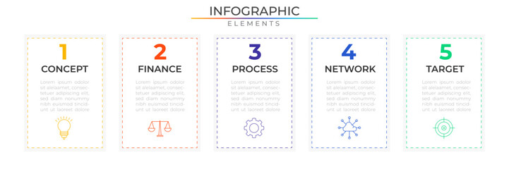 Simple infographic elements concept design vector with icons. Business workflow network project template for presentation and report.