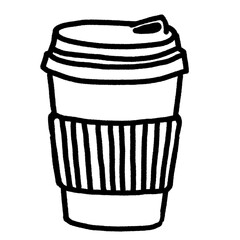 hand drawn outline cup and dessert