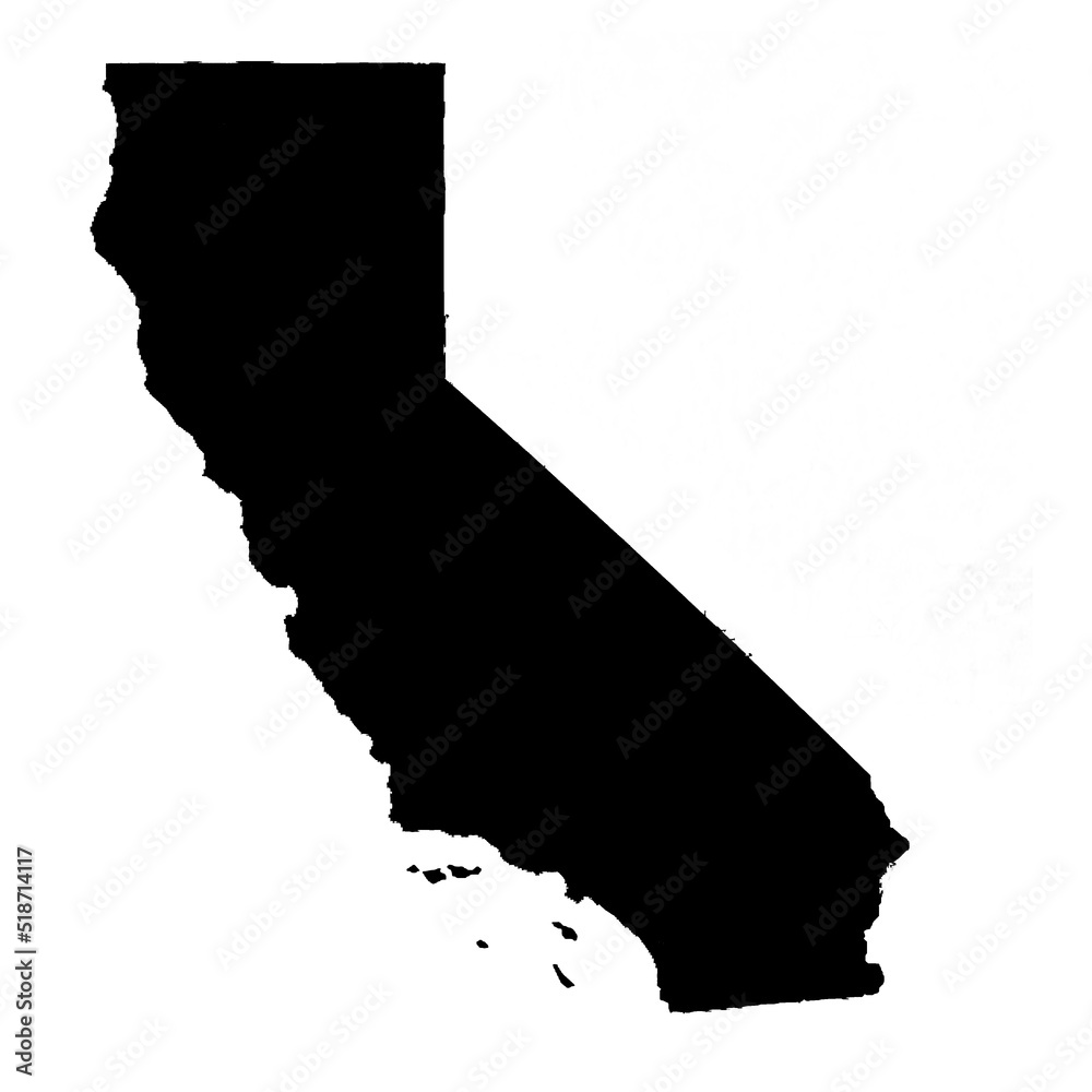 Wall mural black map california white background