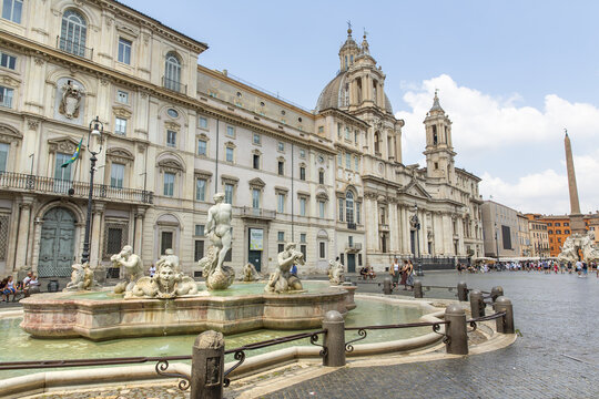 ROME, ITALY, 2021 August 18: Beautiful view on Piazza Navona in Rome, Italy