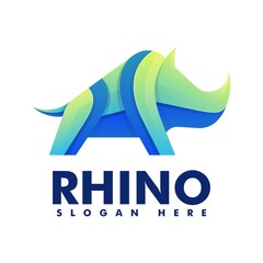 Vector Logo Illustration Rhino Gradient Colorful Style.