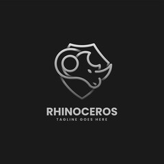 Vector Logo Illustration Rhino Gradient Line Art Style.