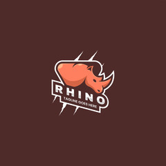 Vector Logo Illustration Rhino Simple Mascot Style.