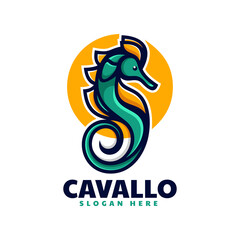 Vector Logo Illustration Seahorse Simple Mascot Style.