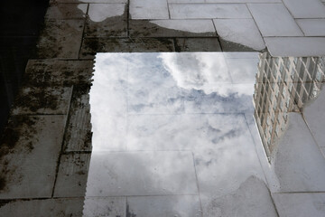 refect on water and grunge floor