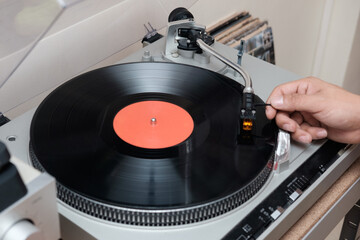 turntable playing vinyl record