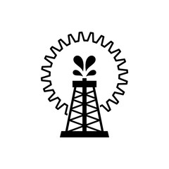 Oil rig mining production icon logo design isolated on white background