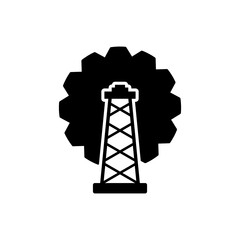 Oil rig mining production icon logo design isolated on white background