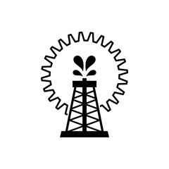 Oil rig mining production icon logo design isolated on white background