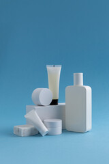 Minimal sustainable refill skincare & beauty white packaging, product still life & mockup