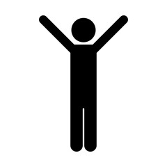 Man hands up black vector icon on white background