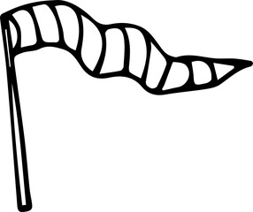 Flag, flag for weather, pennon, hand-drawn, doodles illustration,
Line art