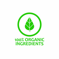 100% Organic Ingredients Signs and Symbol - Vector.