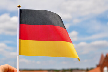 close up of national flag of germany black red and yellow colors,tricolor