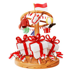 3d indonesia independence day with podium and games