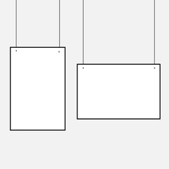 Two shop signs, black frame, white background