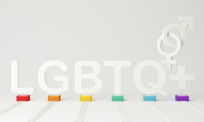 Hands holding, LGBTQ people isolated. cartoon character with globe. Concept of homosexual, gay community, tolerant LGBTQ society. Lesbians and gays as representatives of LGBT people. -3d render
