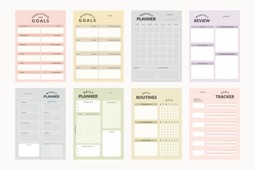 Printable Planner Template Collection with Daily Planner, Weekly Planner, Monthly Planner, Yearly Planner, Habit Tracker