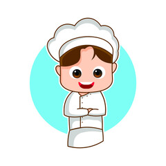premium vector l cute and attractive chef or cook character design. design icon, design illustration.