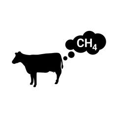 Cow CH4 black vector icon on white background