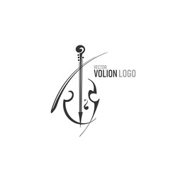 Abstract monochrome violin logo. Musical instrument. © nmfotograf