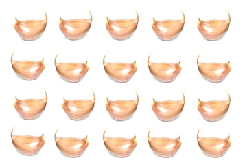 dried garlic on a white background