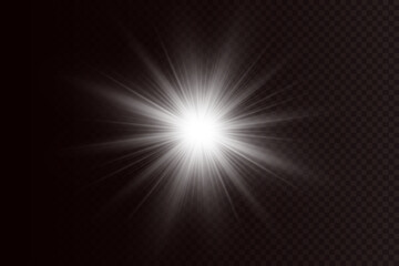 Fototapeta premium Glow effect. Star on transparent background.Bright sun. Vector illustration.