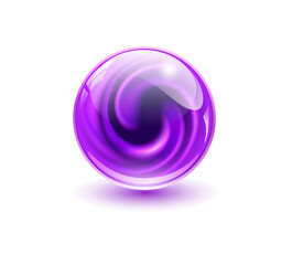 Obraz premium 3D crystal sphere, purple glass ball with abstract spiral marble shape inside