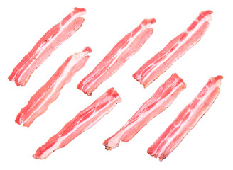 Organic bacon meat isolated on white background