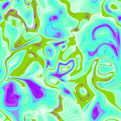 Fototapeta premium Trendy bright multicolored seamless pattern. Abstract smudges of paint. Marble effect and color mixing. Acid rave motif. Endless summer background. Digital art.